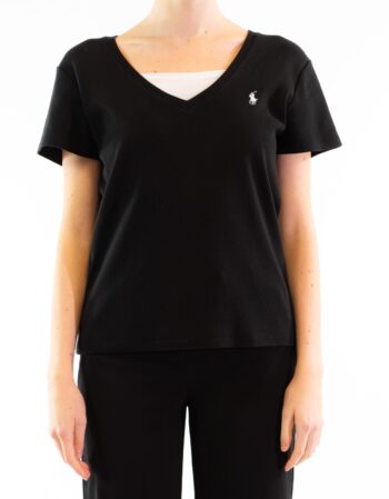 T-shirt nera scollo a V