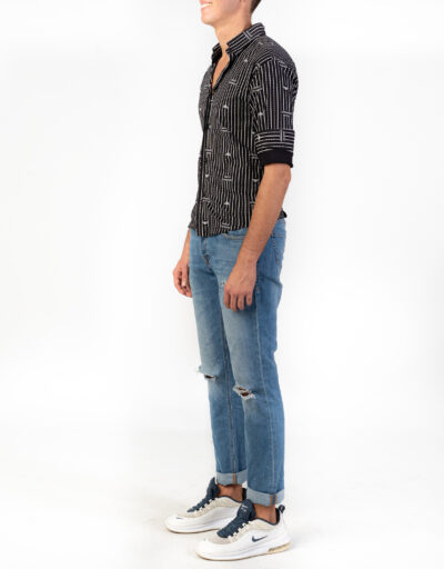 Camicia Armani jeans Nera a Righe Bianca 1