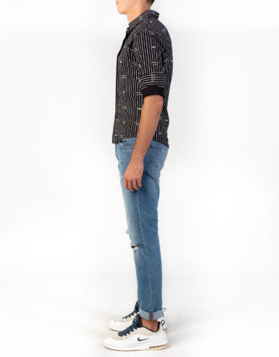 Camicia Armani jeans Nera a Righe Bianca 2
